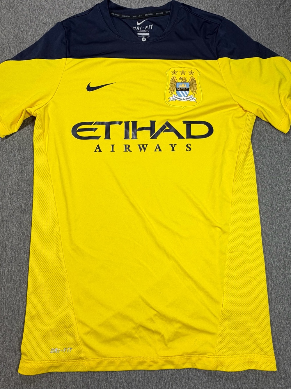 Nike Dri Fit Manchester United 2013-2014 Training Jersey Shirt Mens M Yellow
